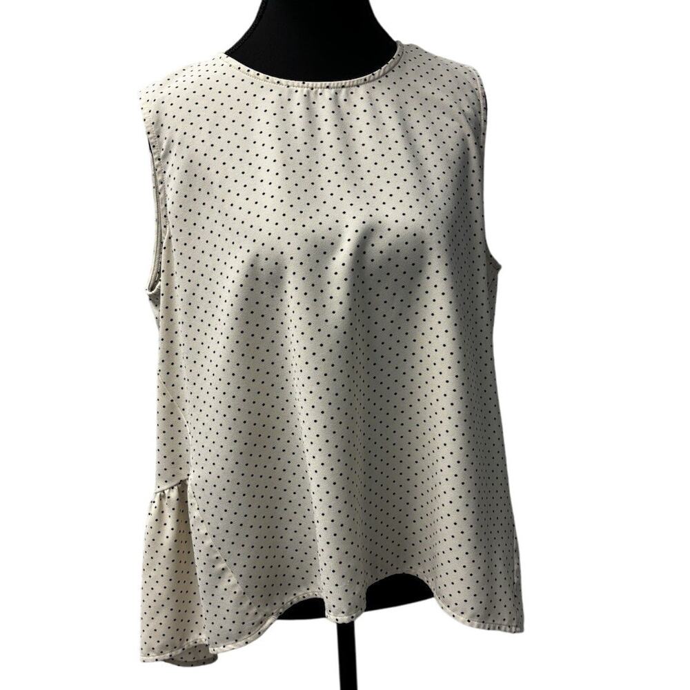 Who What Wear Cream And Black Polka Dot Shirt Large